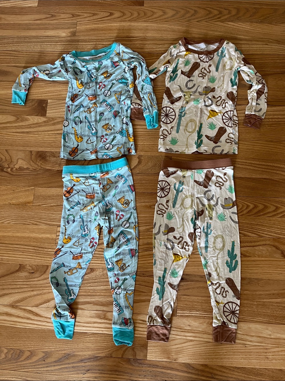 Little Sleepies Blue & Cream Western + Music Print Pajama Two-Pack no flaws